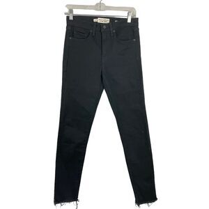 Nili Lotan Black Ankle Jean Sz 26 High Rise Skinny Frayed Raw Hem crop 10758W377